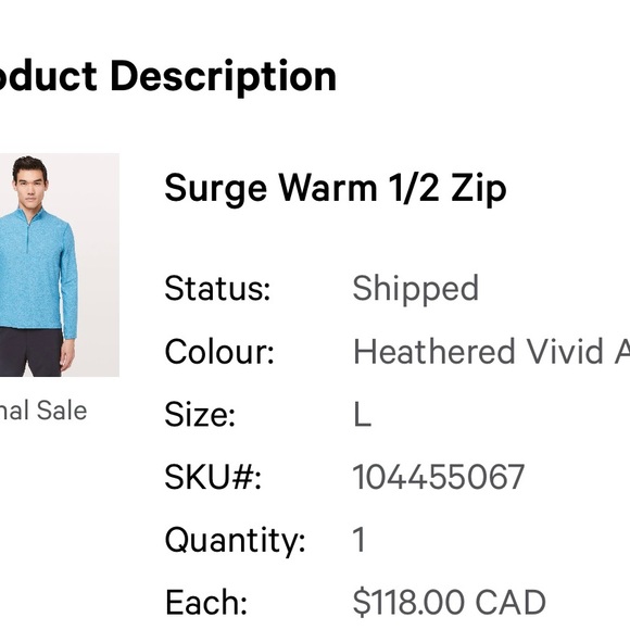 Lululemon Surge Warm 1/2 Zip - Picture 2 of 9